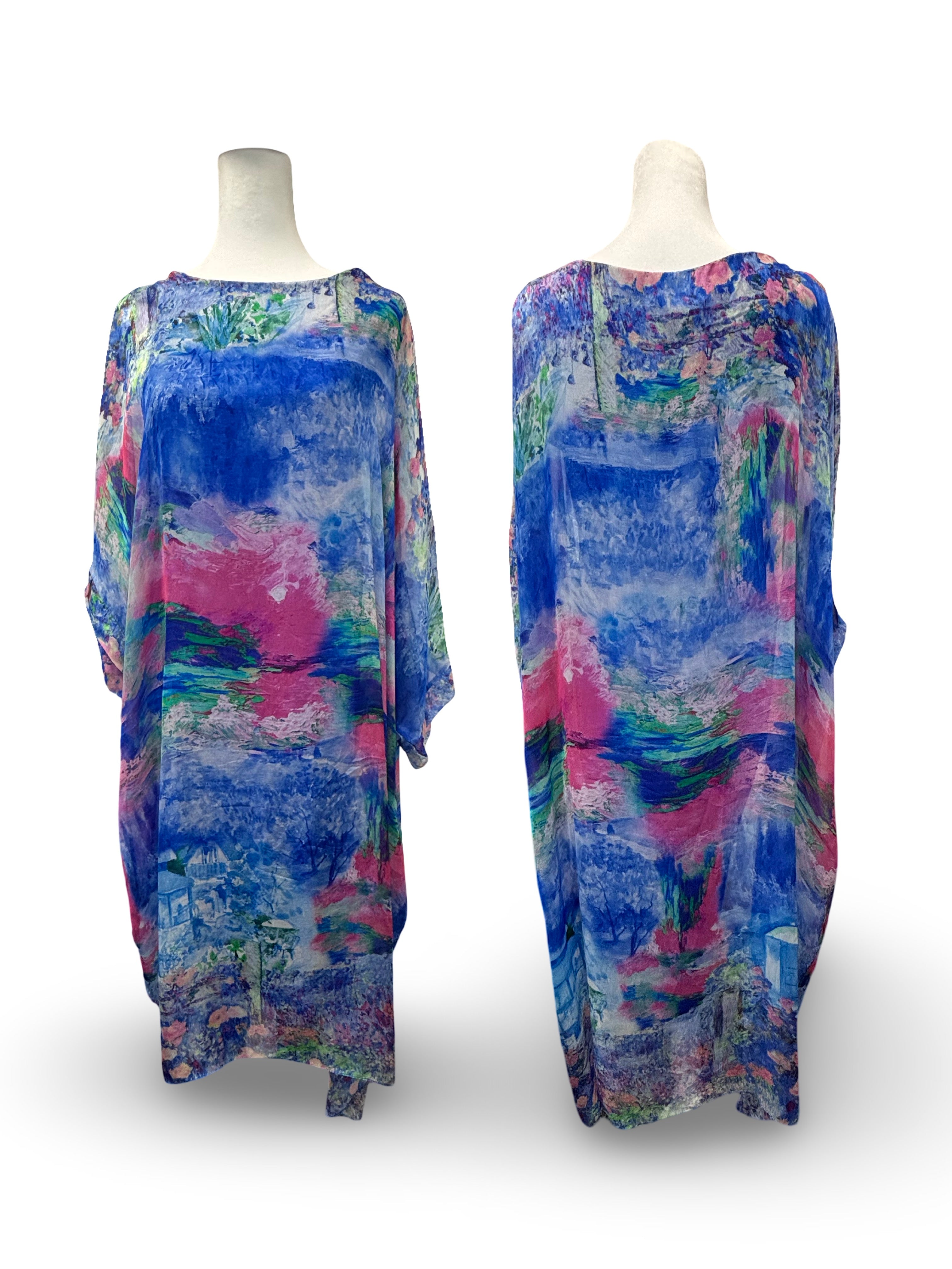Monet-Inspired Washable Silk Dress | Italian Resort Wear Dress