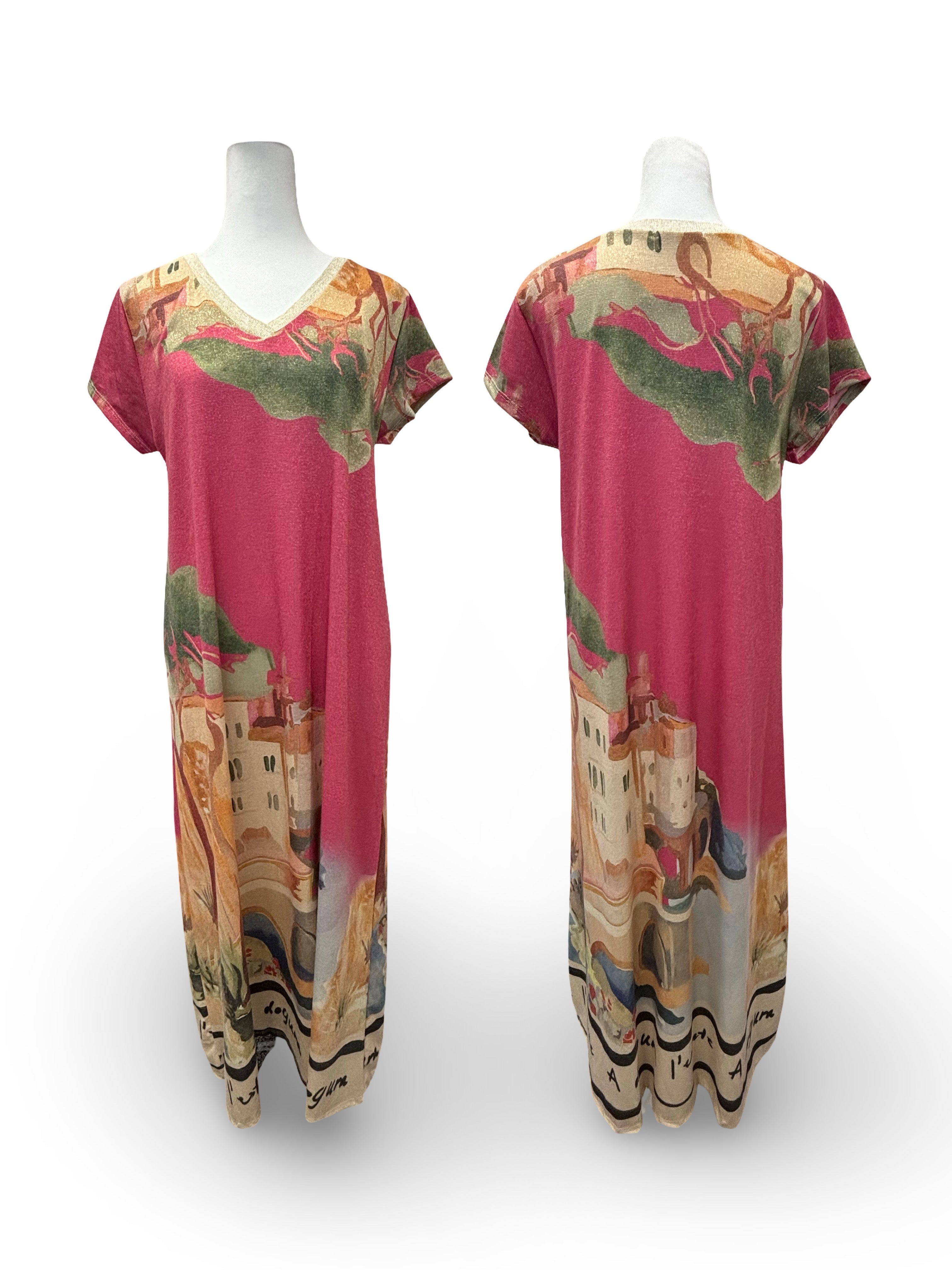 Italian Coastal Print Dress | Italian Resort Wear Dress