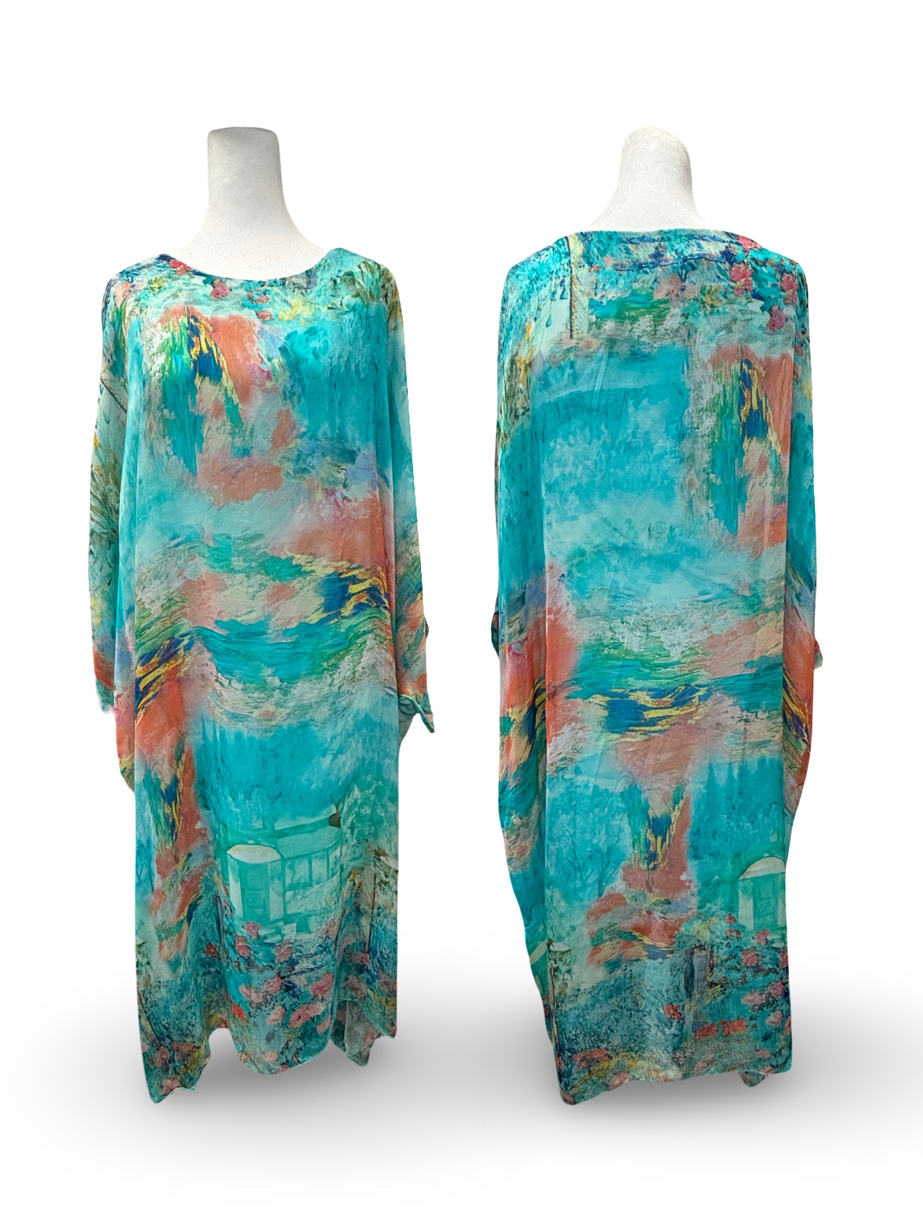 Monet-Inspired Washable Silk Dress | Italian Resort Wear Dress
