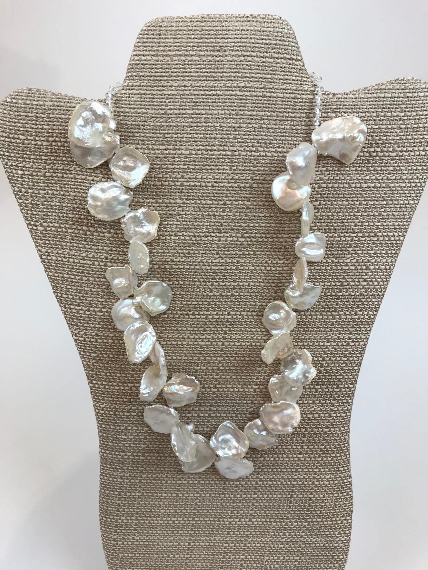 Keshi pearl and crystal necklace