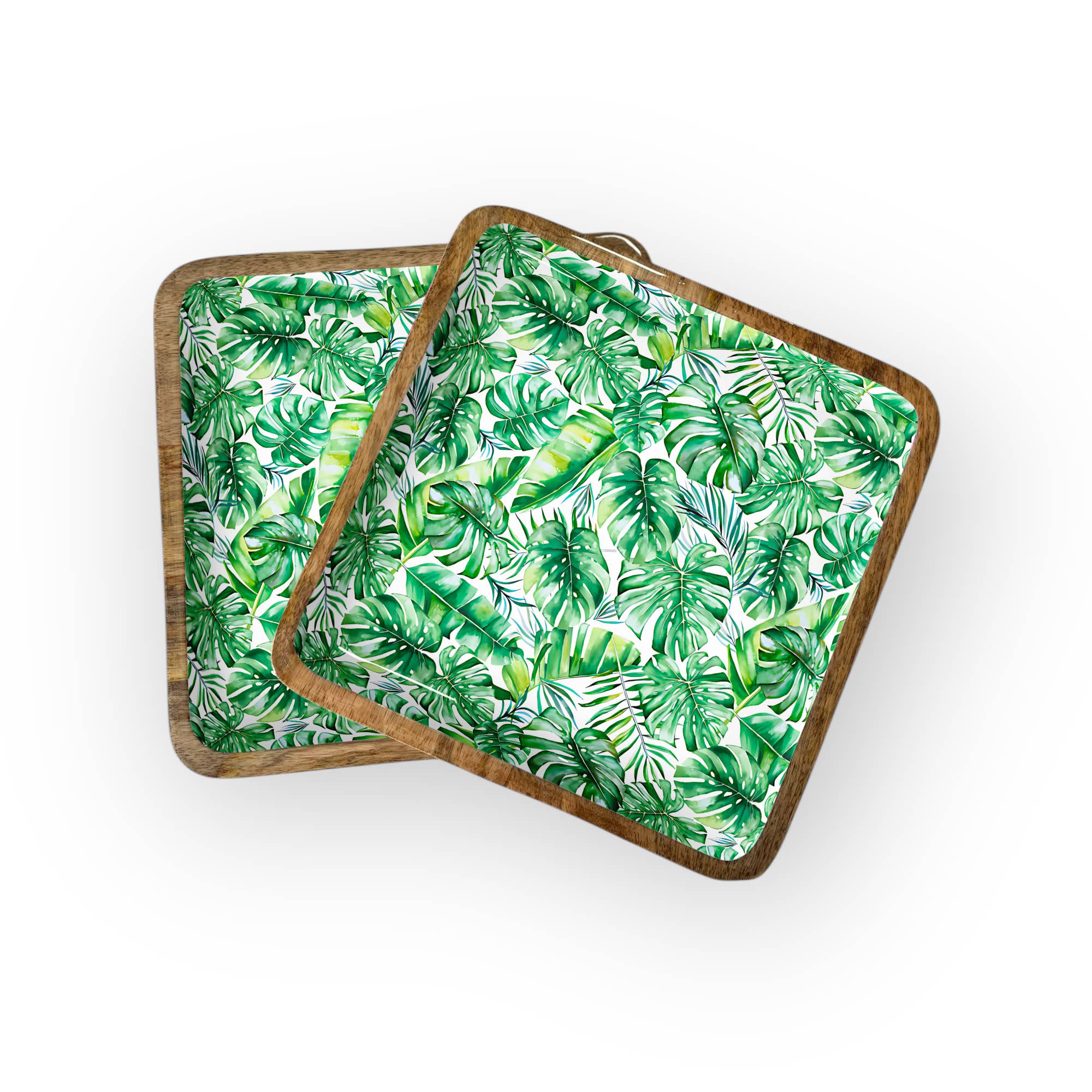 Green Palm Square Trays (10")