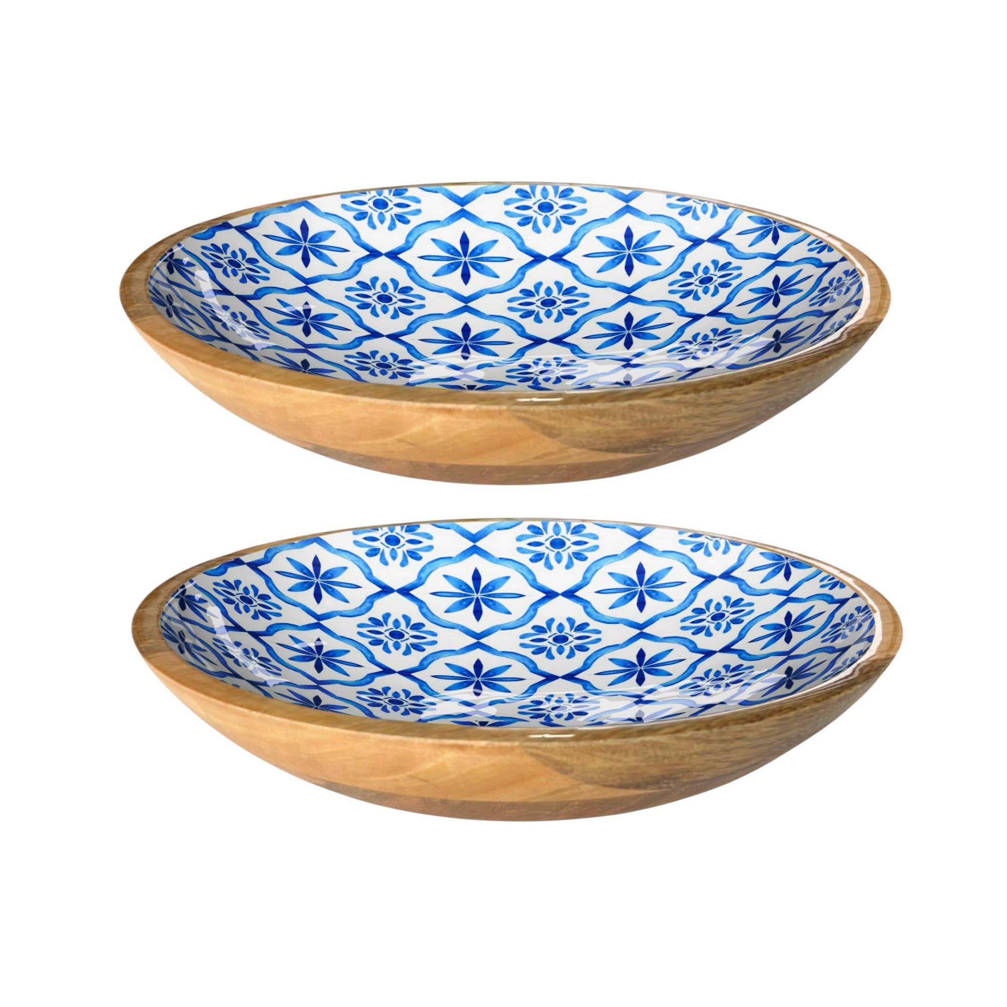 Blue Tile Shallow Bowl (14")