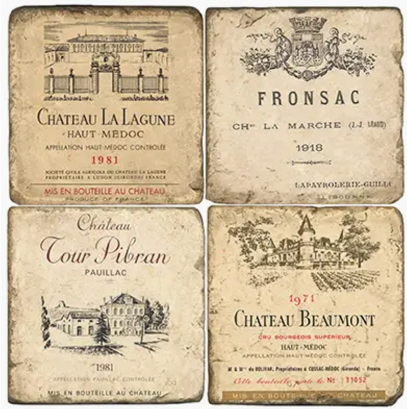 Tumbled Marble Coasters Set/4 - Decorative Accessories