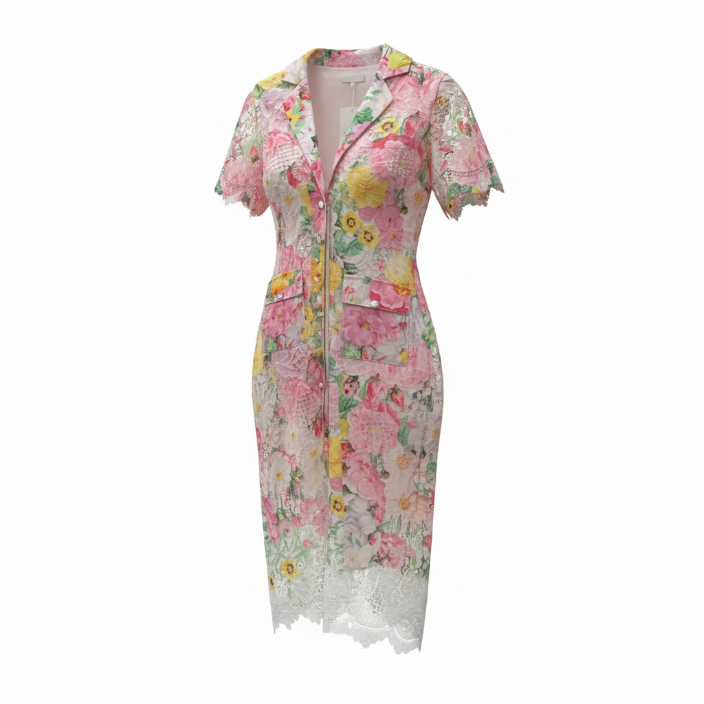 floral lace shirt dress Italian Floral Lace Shirt Dress
