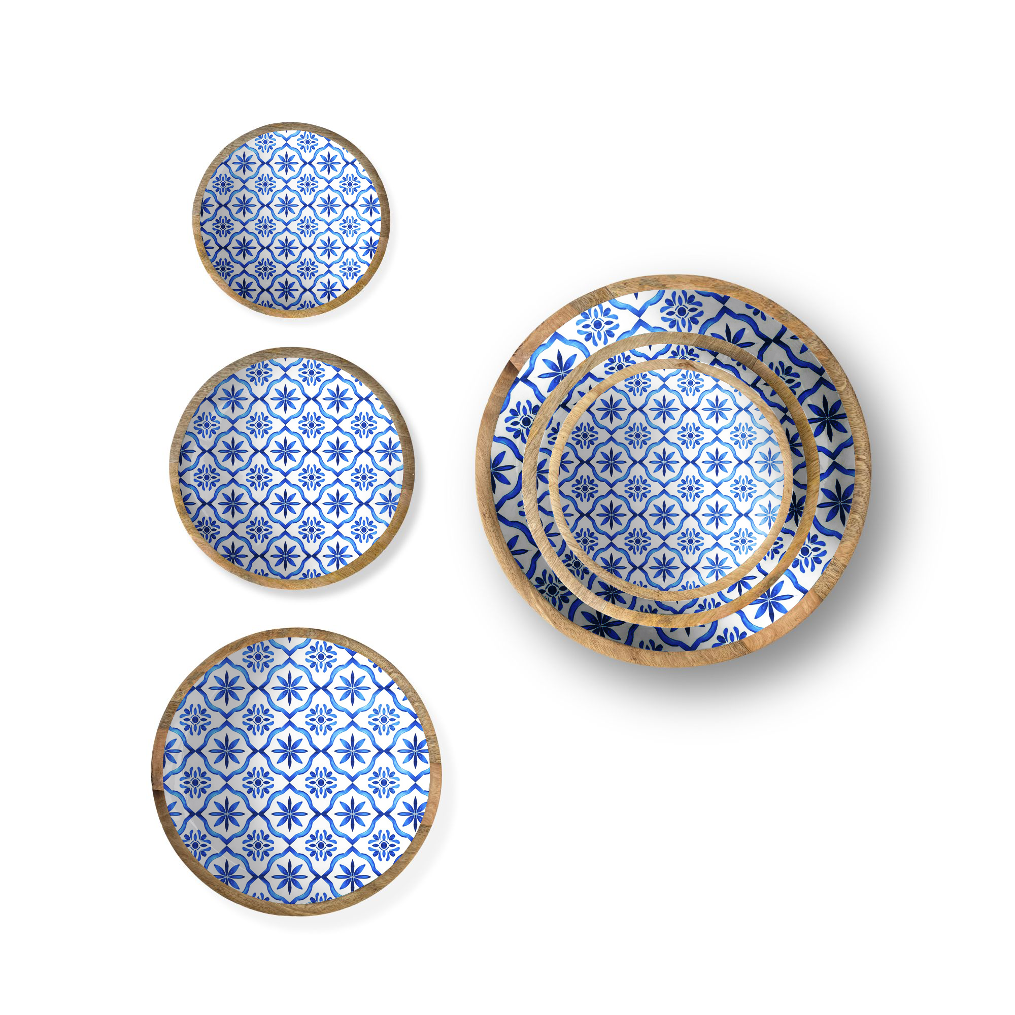 Blue Tile Shallow Bowl (14")