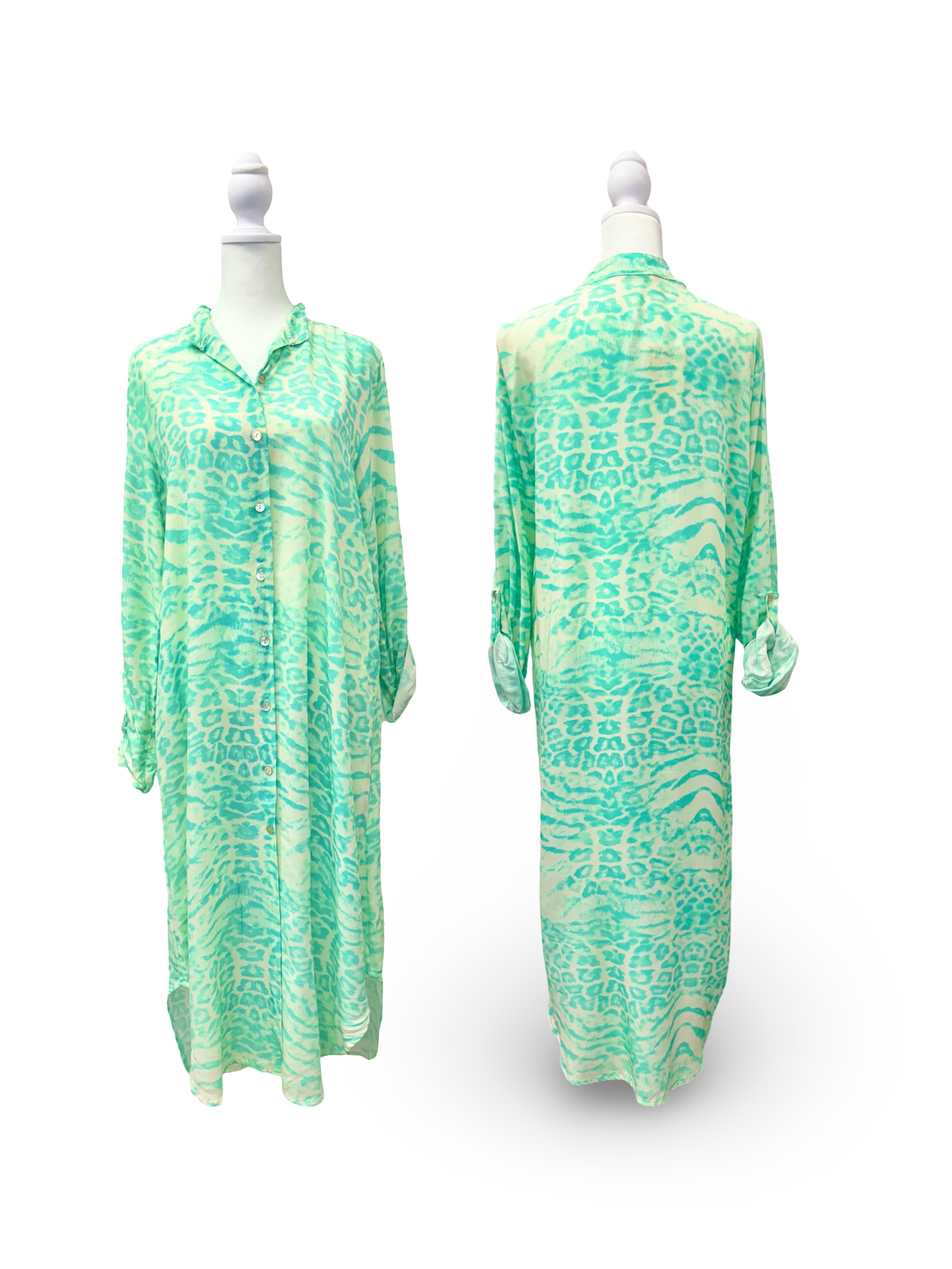 Resort Wear dress - Stylish Estelle Long Sleeve Dress Turquoise