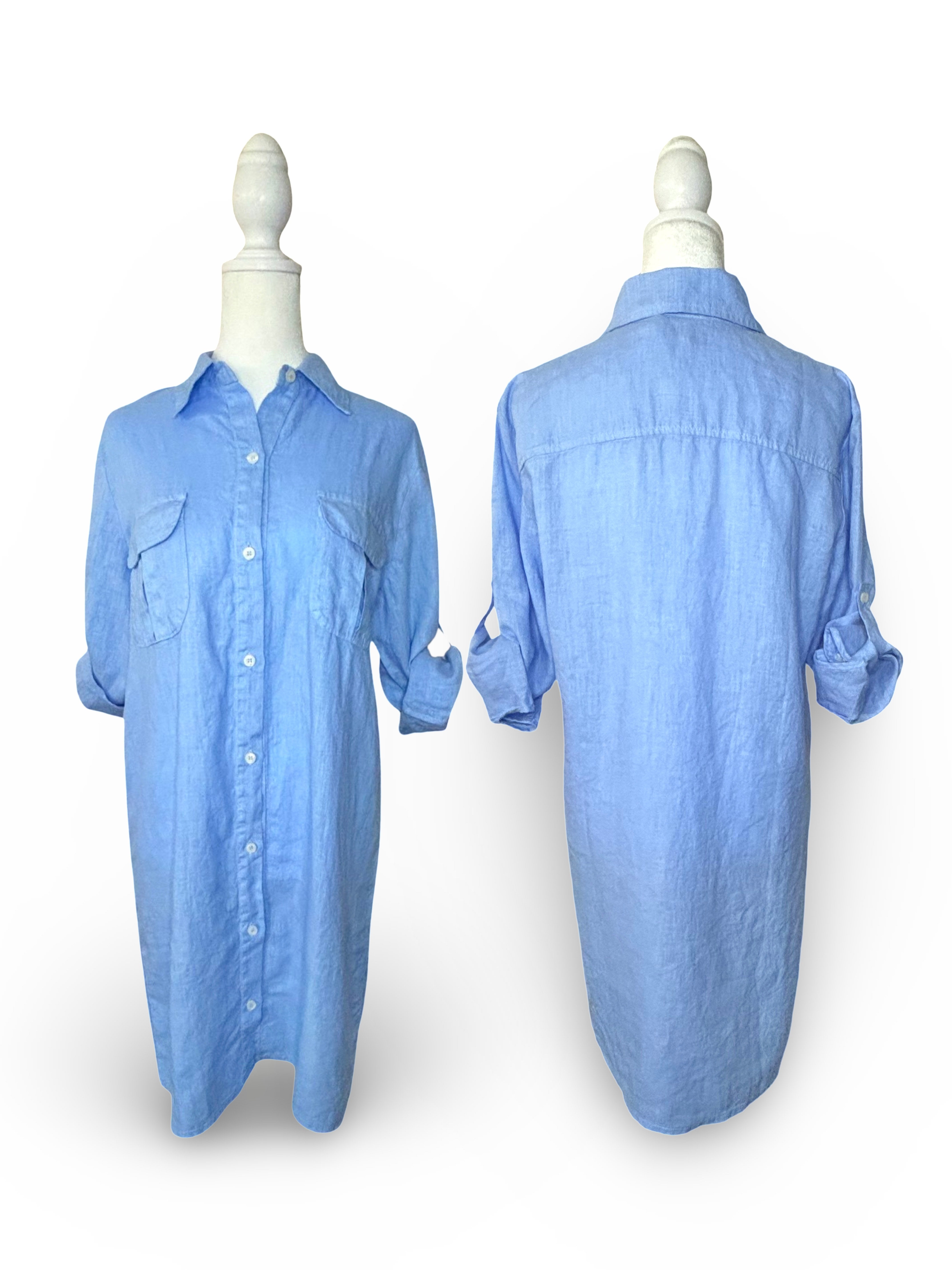 Ella - Greece Linen Shirt Dress | Resort Wear Dress