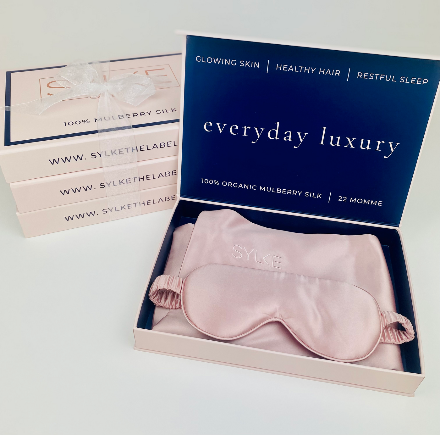 Mulberry silk pillow case cover and eye mask boxed set