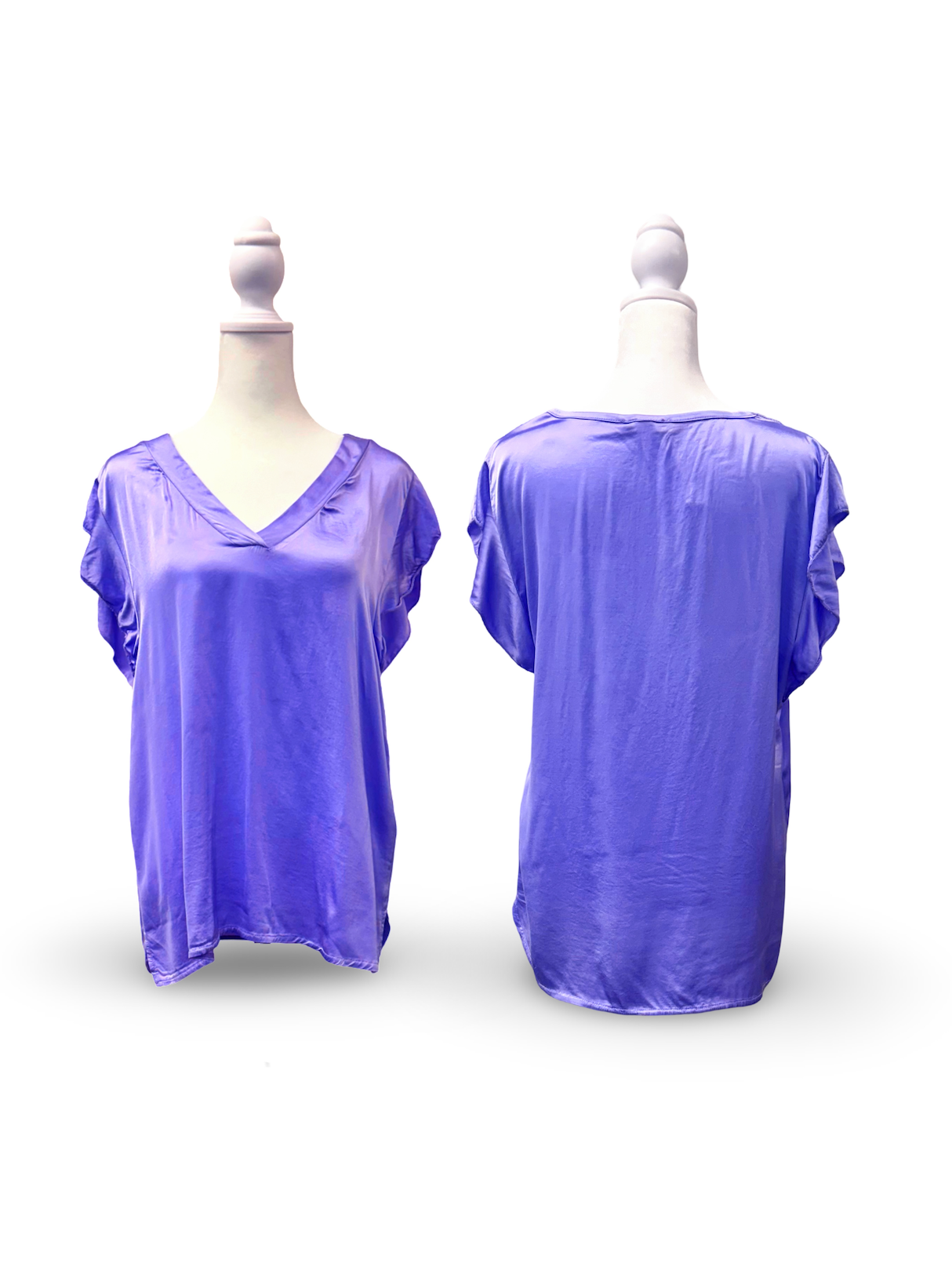 Resort Wear Top - Amoret V-Neck Ruffled Cap Sleeve Lavender