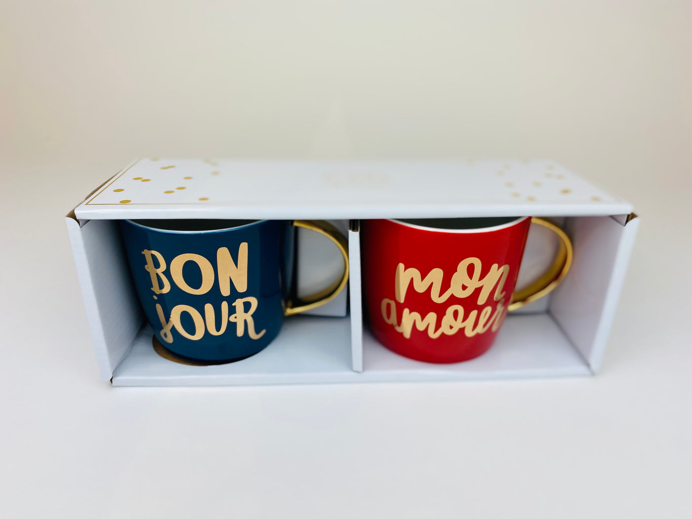 Bon Jour/ Mon Amour French Coffee Cup Set
