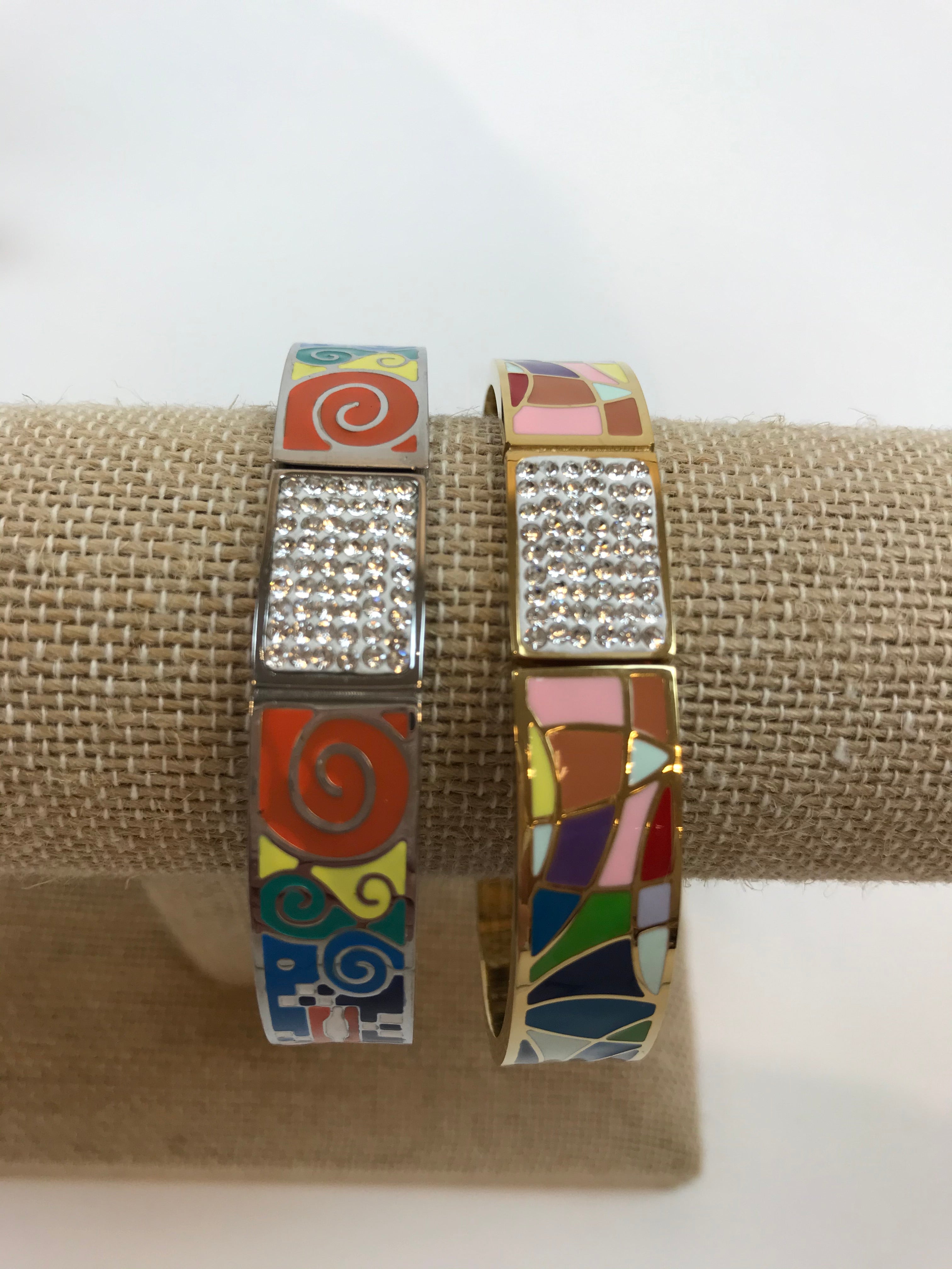 Resort Wear Jewelry - Designer Inspired Enamel Pave Bracelets