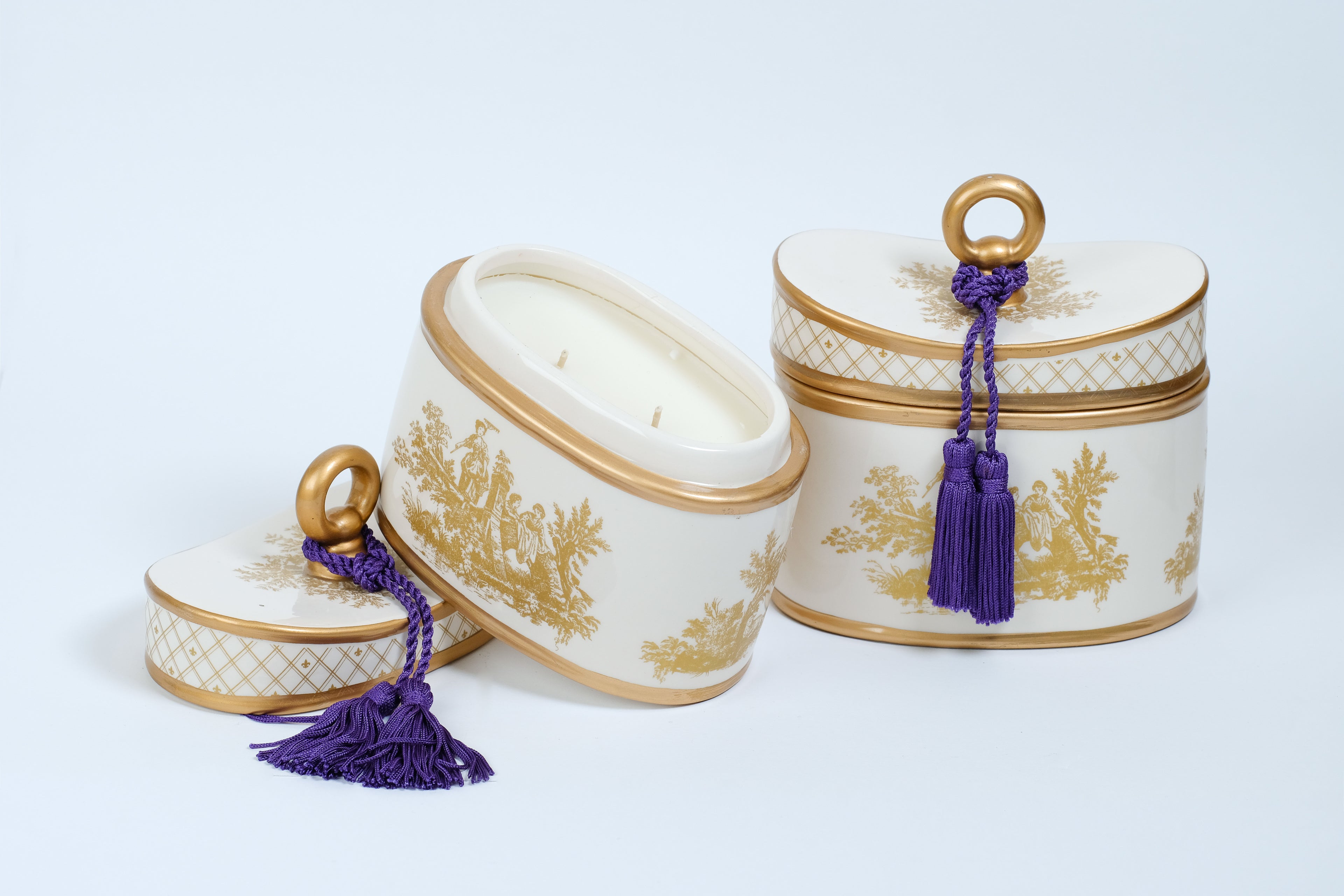 Resort Wear Accessories - Toile Ceramic Candle for Luxury Living